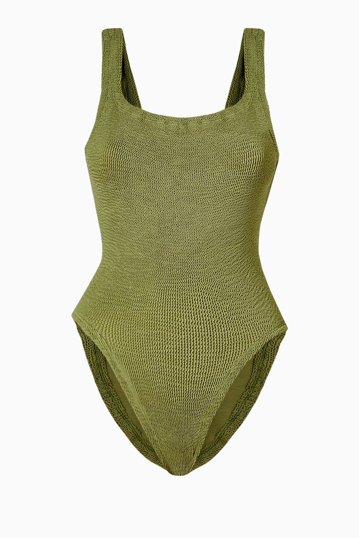 

Square Neck One-Piece Swimsuit, Green
