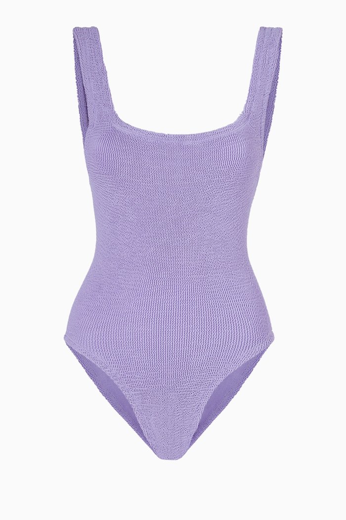 

Square Neck One-Piece Swimsuit, Purple