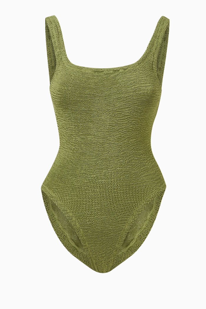 

Square Neck One-Piece Swimsuit, Green