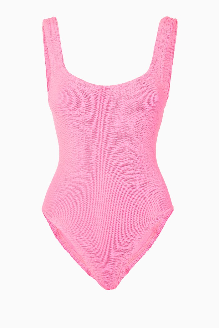 Square Neck One-Piece Swimsuit, Pink