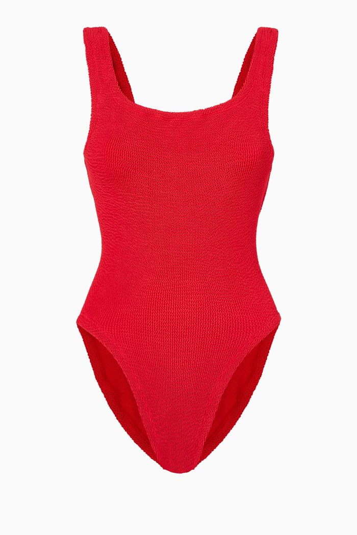 

Square Neck One-Piece Swimsuit, Red