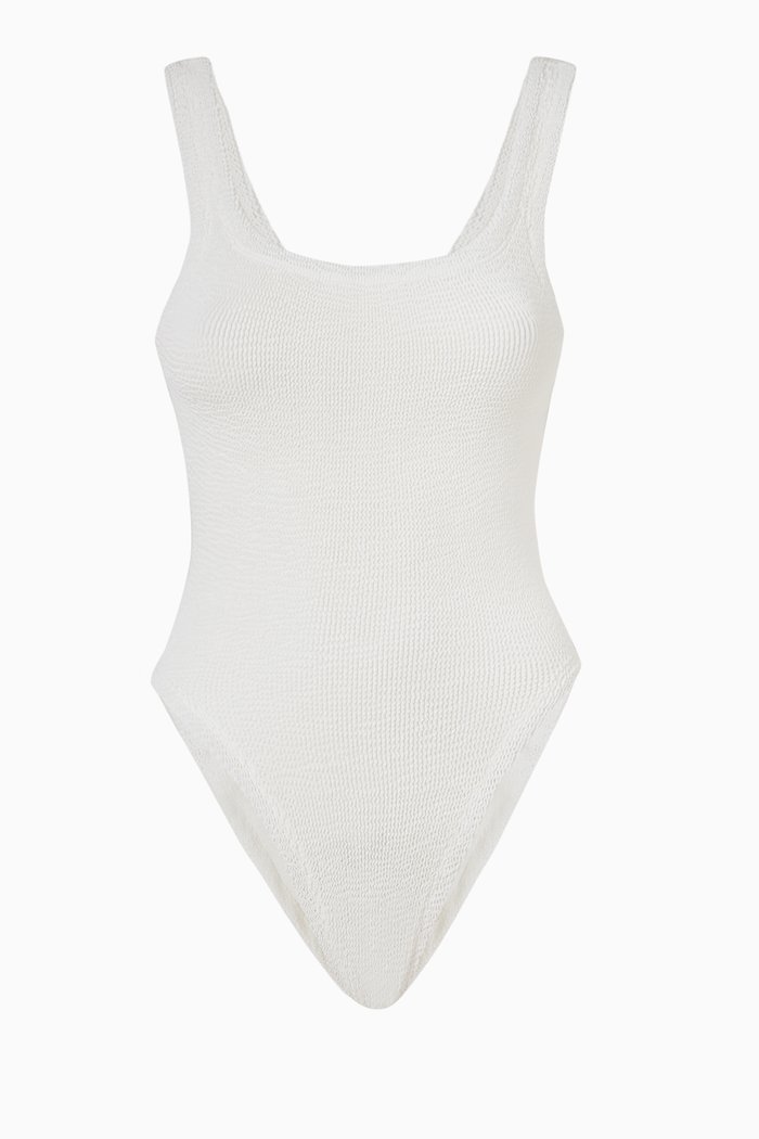 

Square Neck One-Piece Swimsuit, White