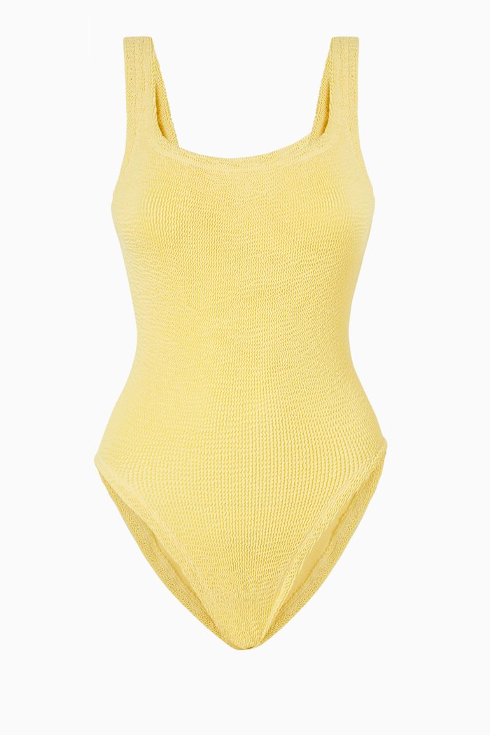 

Square Neck One-Piece Swimsuit, Yellow