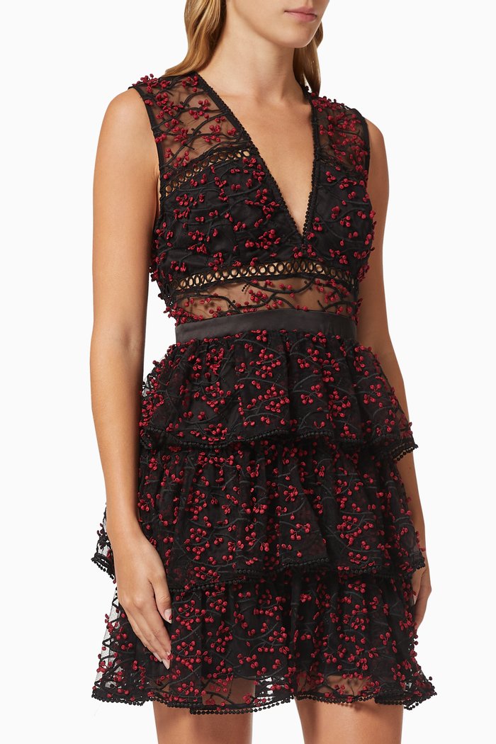 

Delightful Embroidered Mini Dress, Black