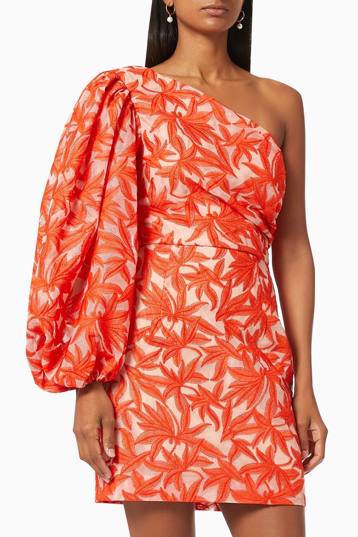 

Parallel One-shoulder Mini Dress, Orange