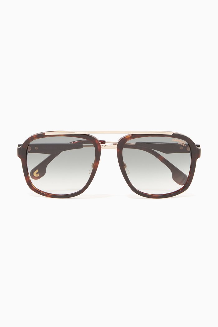 Maverick Aviator Sunglasses in Acetate and Metal, Brown