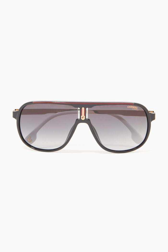 

1007/S Aviator Sunglasses in Nylon & Metal, Black