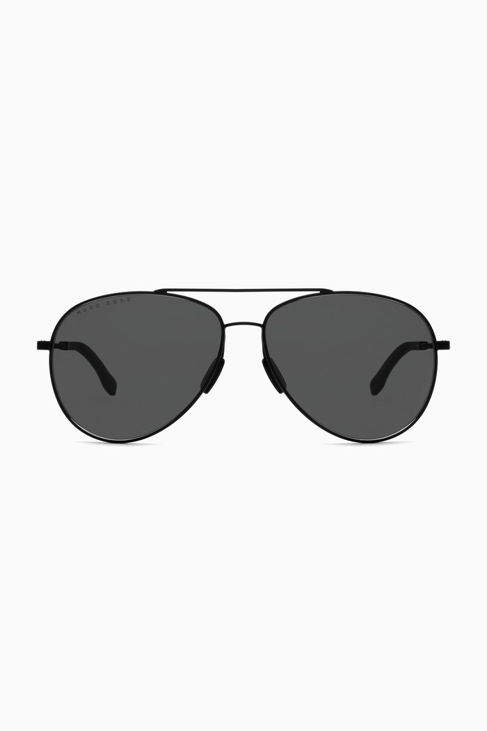 

Aviator Sunglasses in Stainless Steel, Black