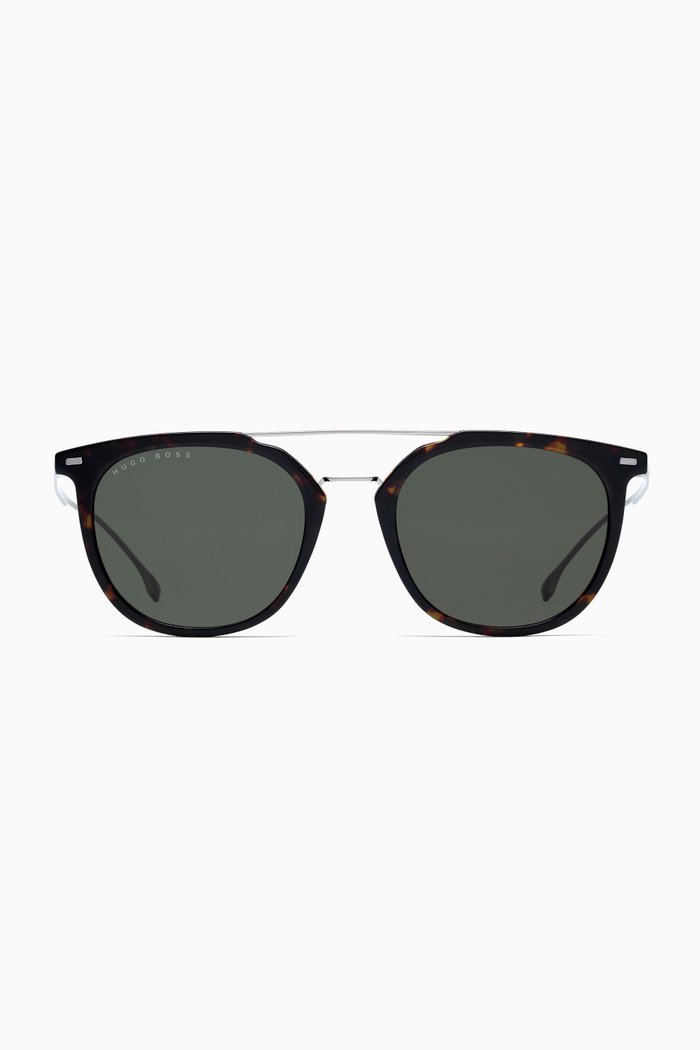 

Round Aviator Sunglasses in Havana Acetate & Titanium, Brown