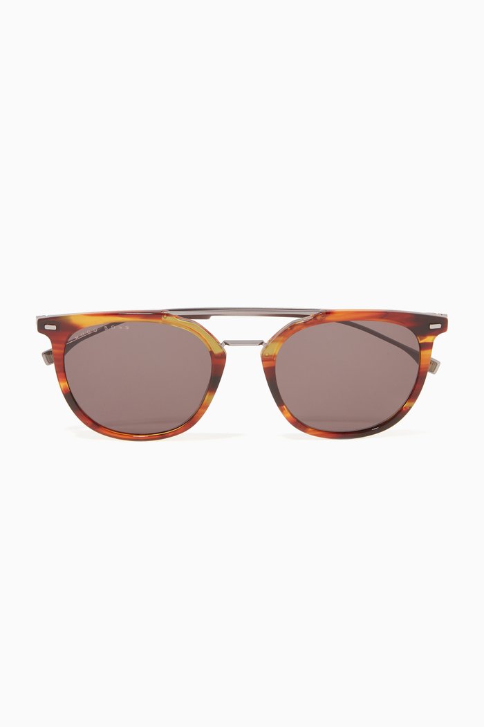

Aviator Sunglasses in Acetate & Metal, Brown