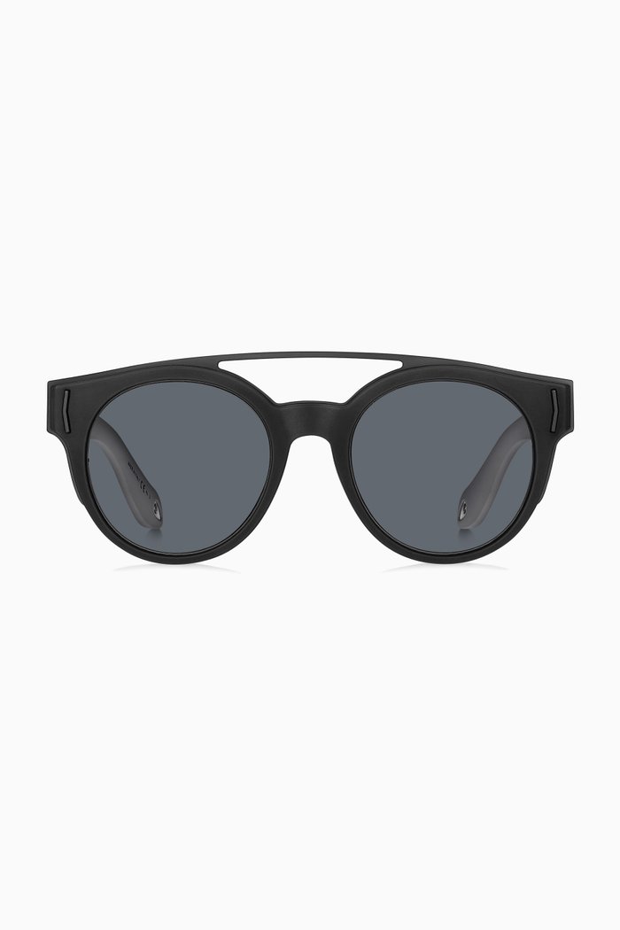 

Horn-Rimmed Round Sunglasses, Black