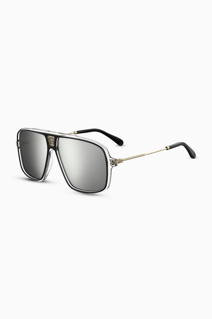 

4G Mesh Oversized Navigator Sunglasses, Black