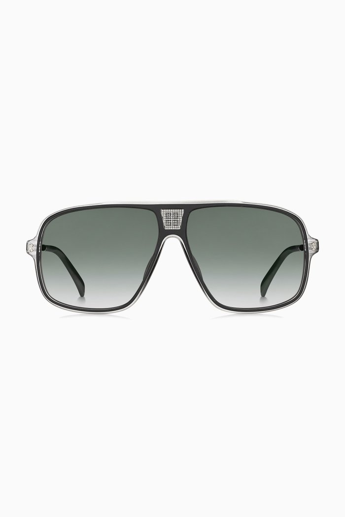 

4G Mesh Oversized Navigator Sunglasses, Silver