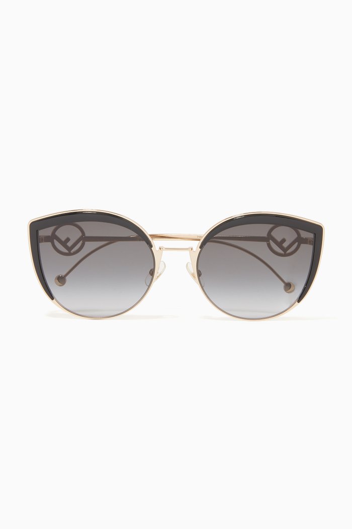 

F is Fendi Cat-Eye Sunglasses in Metal, Black