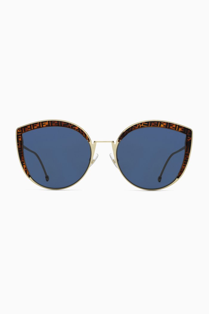 

F is Fendi Cat-Eye Sunglasses in Metal, Brown