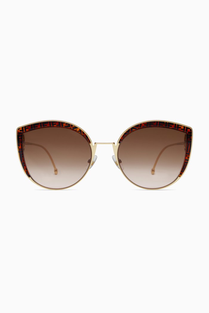 

F is Fendi Cat-Eye Sunglasses in Metal, Brown