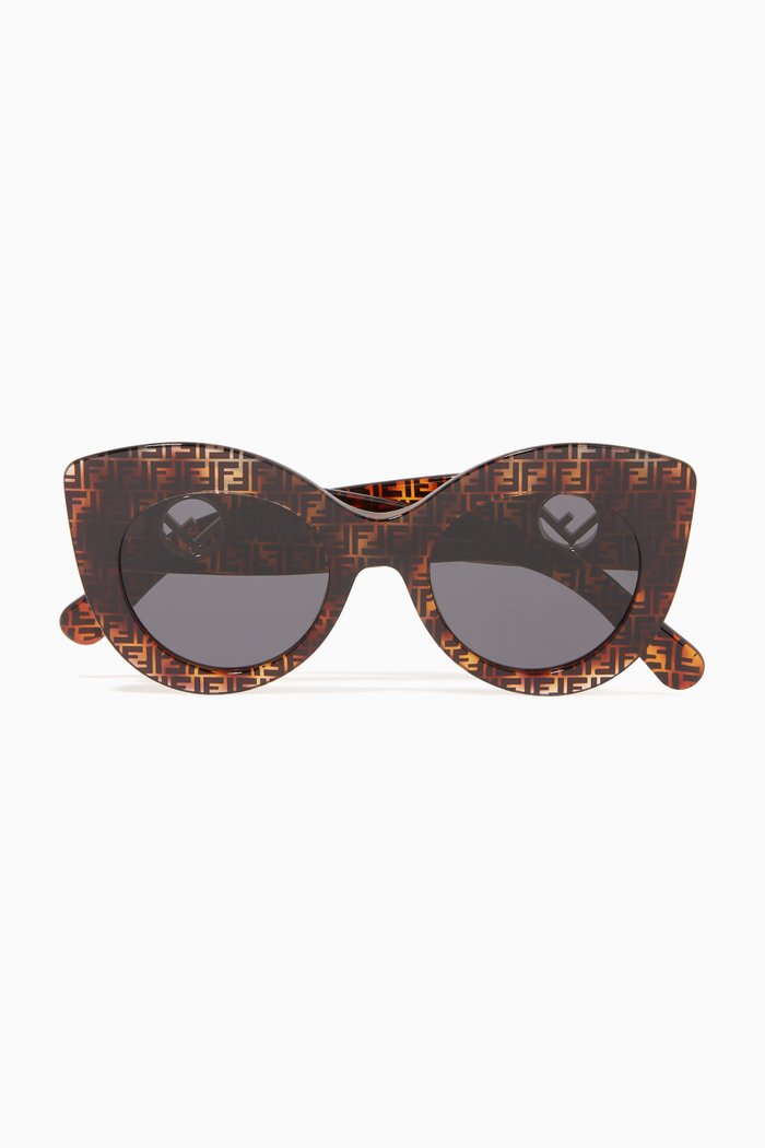 F is Fendi Cat-Eye Sunglasses in Acetate, Brown