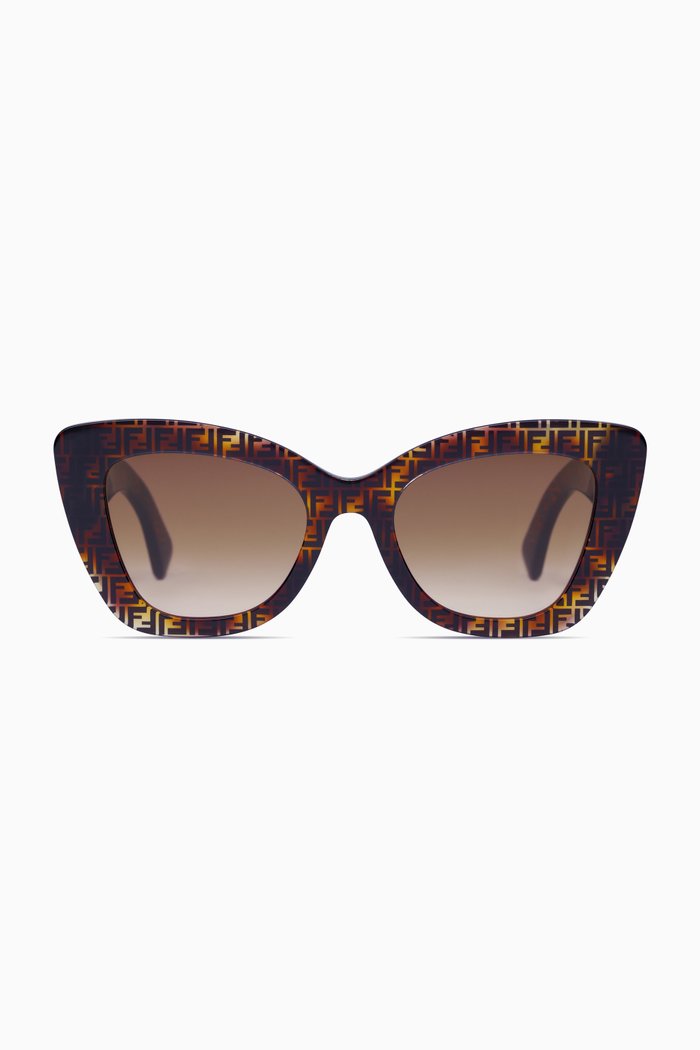 

F is Fendi Cat-Eye Sunglasses in Acetate, Brown