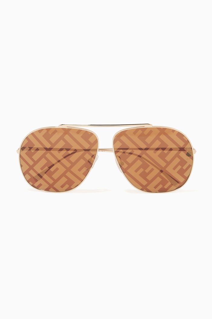 

FF Aviator Sunglasses in Metal, Brown