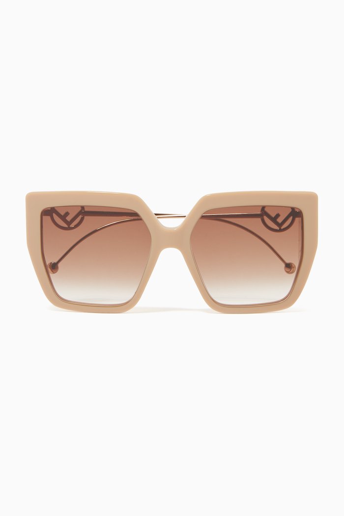 

F is Fendi Square Sunglasses in Metal, Neutral