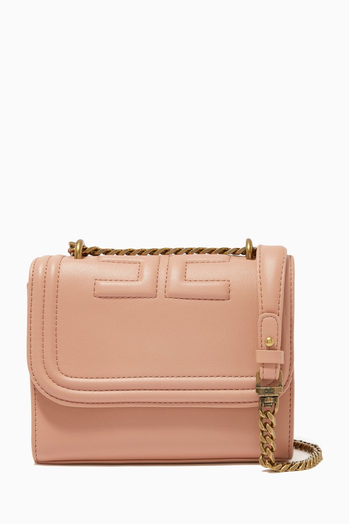 Shoulder Clutch Bag in Faux Leather, Rose gold