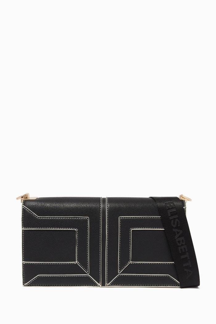 

Logo Shoulder Bag in Faux Leather, Black