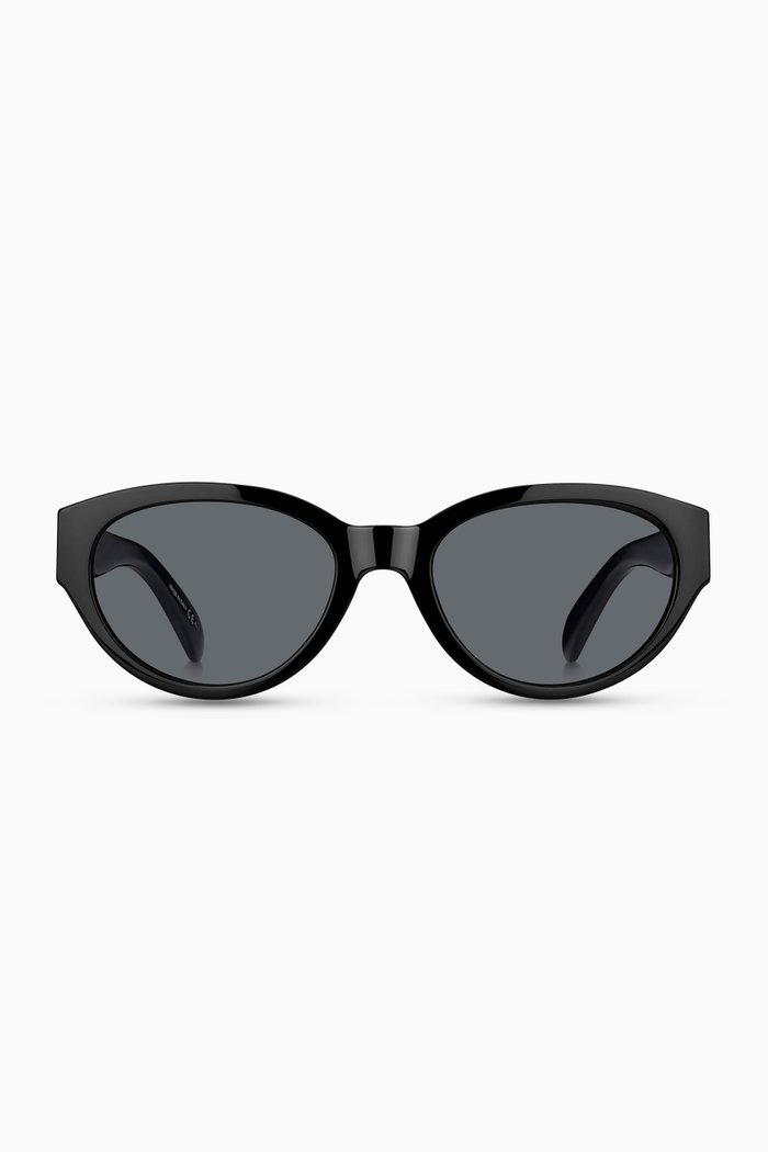 

Rounded Cat-Eye Sunglasses, Black