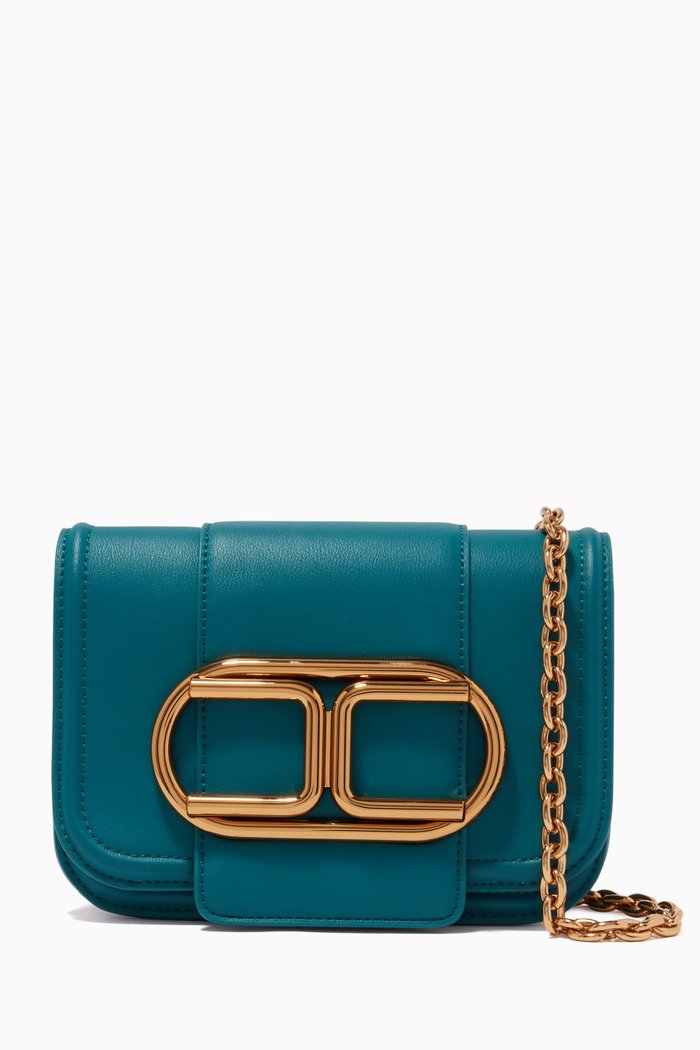 

Mini Shoulder Clutch Bag in Faux Leather, Green