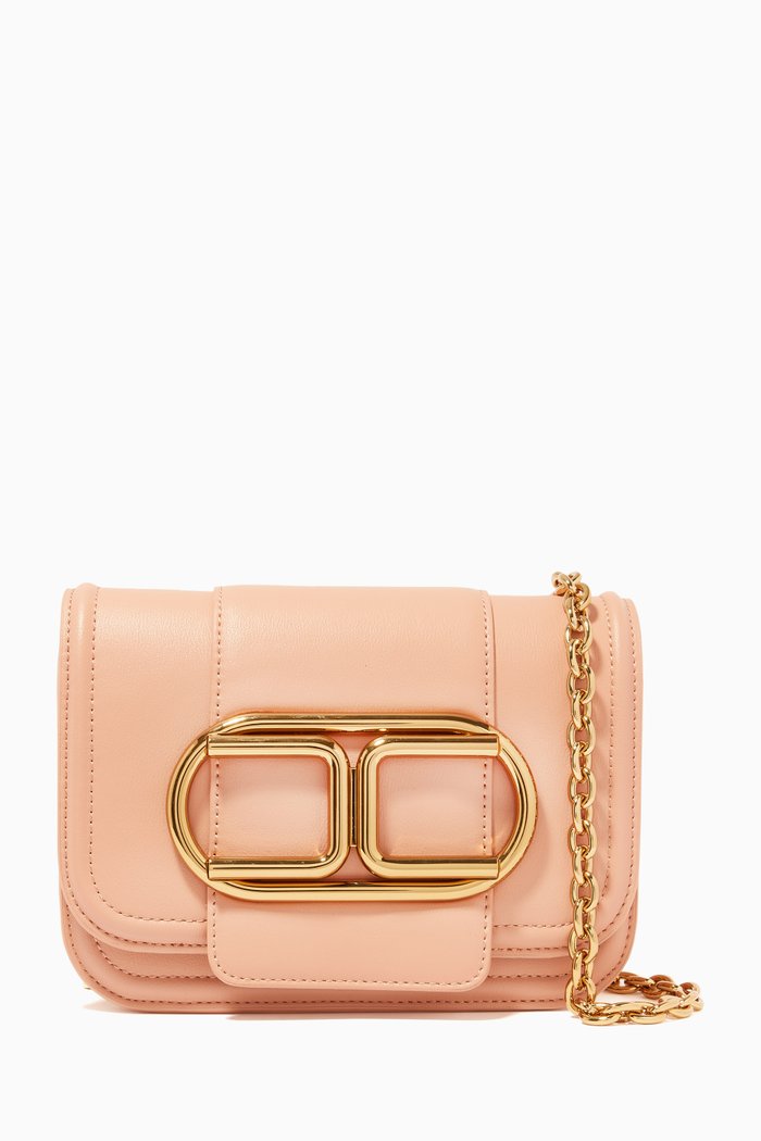

Mini Shoulder Clutch Bag in Faux Leather, Rose gold