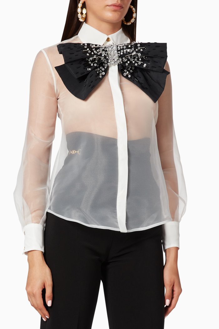 

Maxi Bow Organza Blouse, White