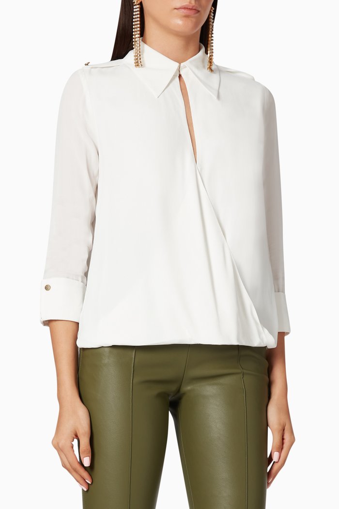 

Crossover Viscose Blouse, White