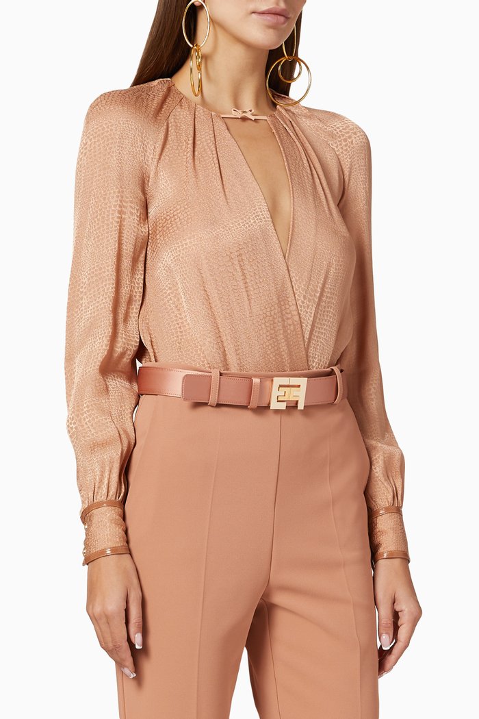 Python Jacquard Silk Bodysuit, Neutral