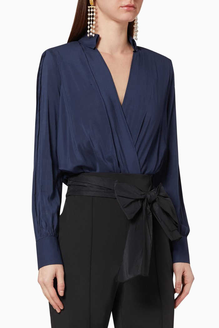 

Crossover Stretch Viscose Bodysuit, Blue