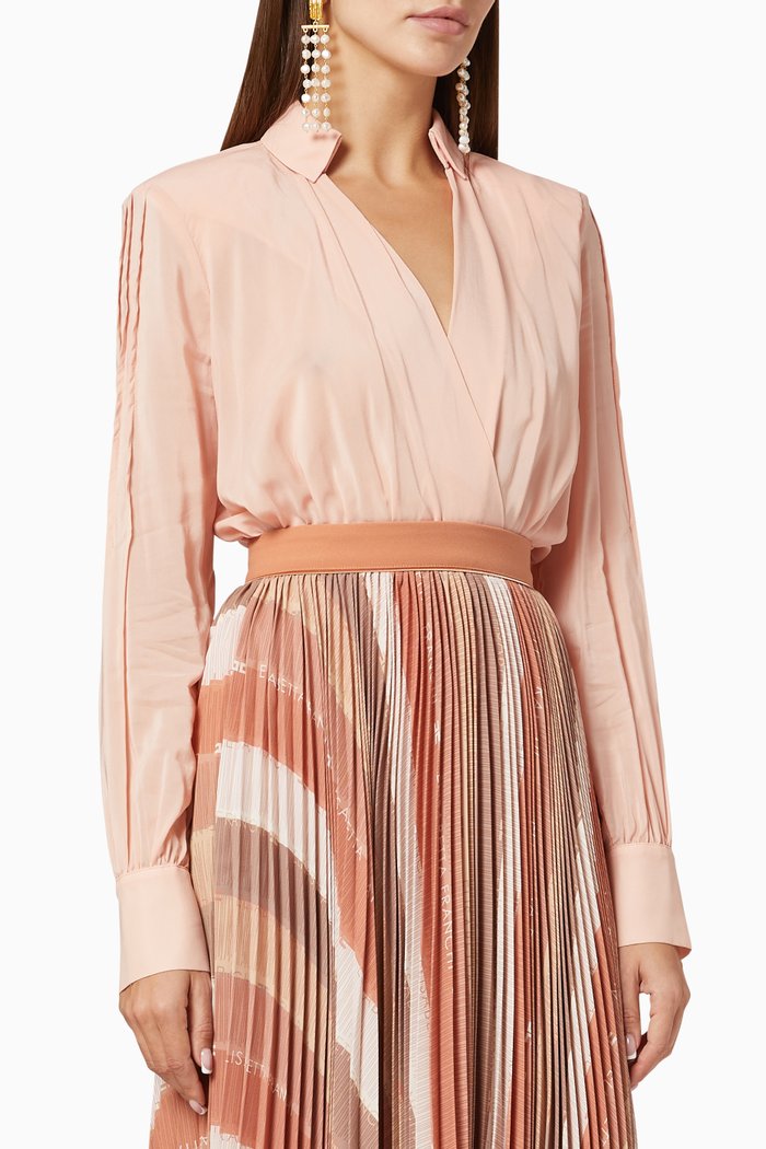 

Crossover Stretch Viscose Bodysuit, Pink