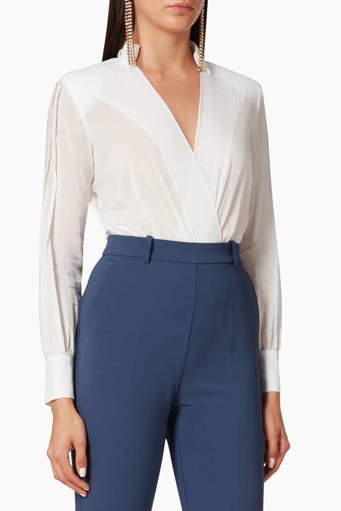 

Crossover Stretch Viscose Bodysuit, White