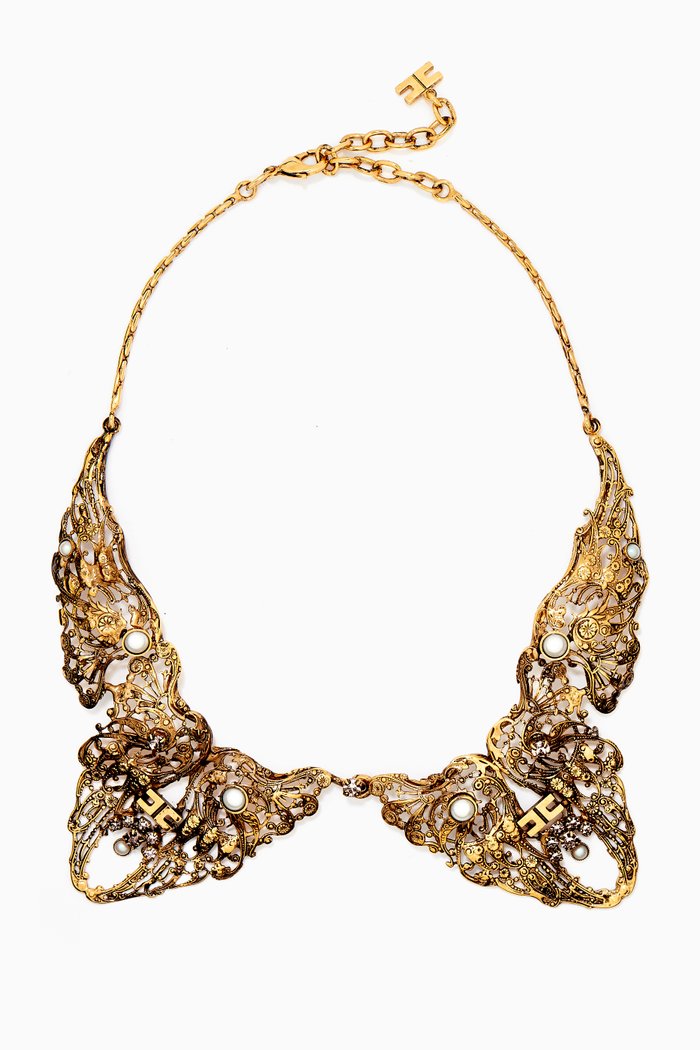 

Rhinestone & Pearl Collar Effect Necklace, Gold
