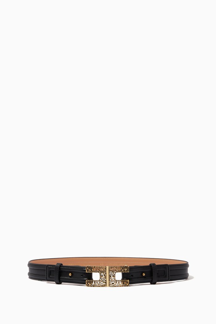 

Logo Faux Leather Belt, Black