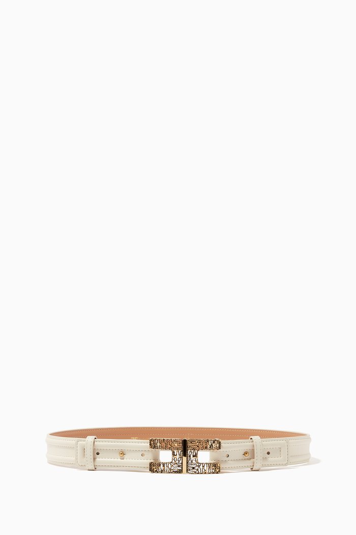 

Logo Faux Leather Belt, White
