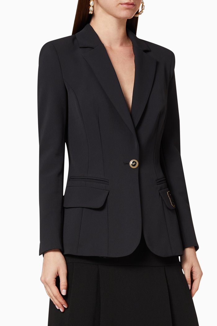 Crêpe Single-Breasted Jacket, Black