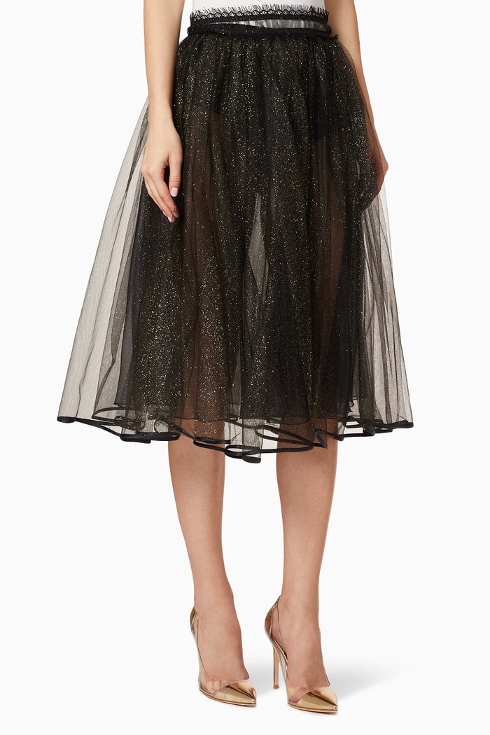 

Glittered Tulle Skirt, Black