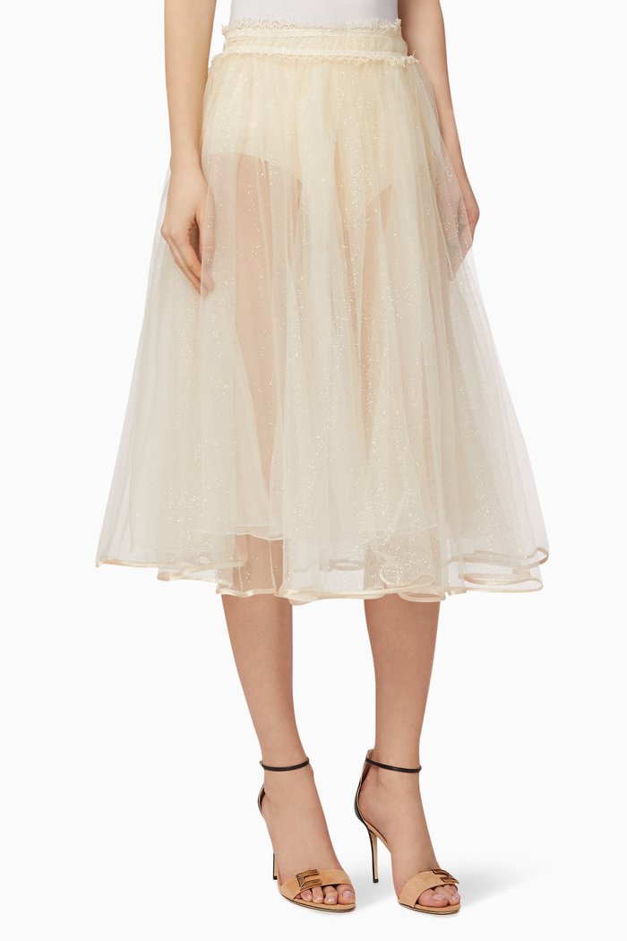 

Glittered Tulle Skirt, White