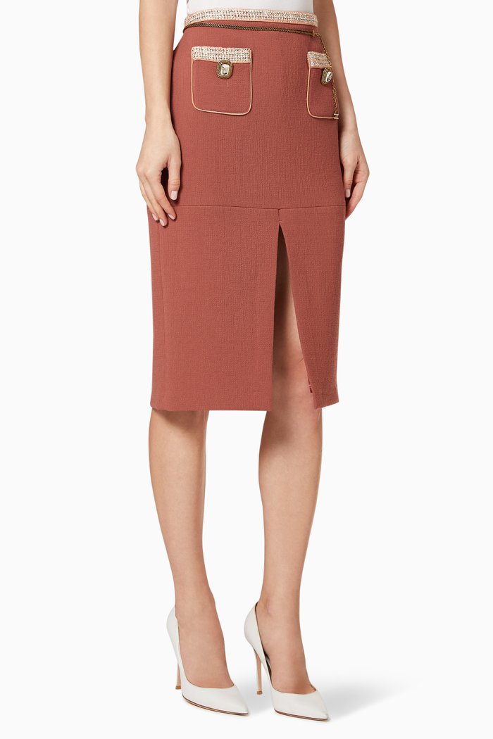 

Chain Appliqué Midi Skirt, Brown