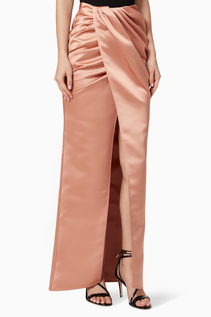 

Draped Satin Maxi Skirt, Rose gold