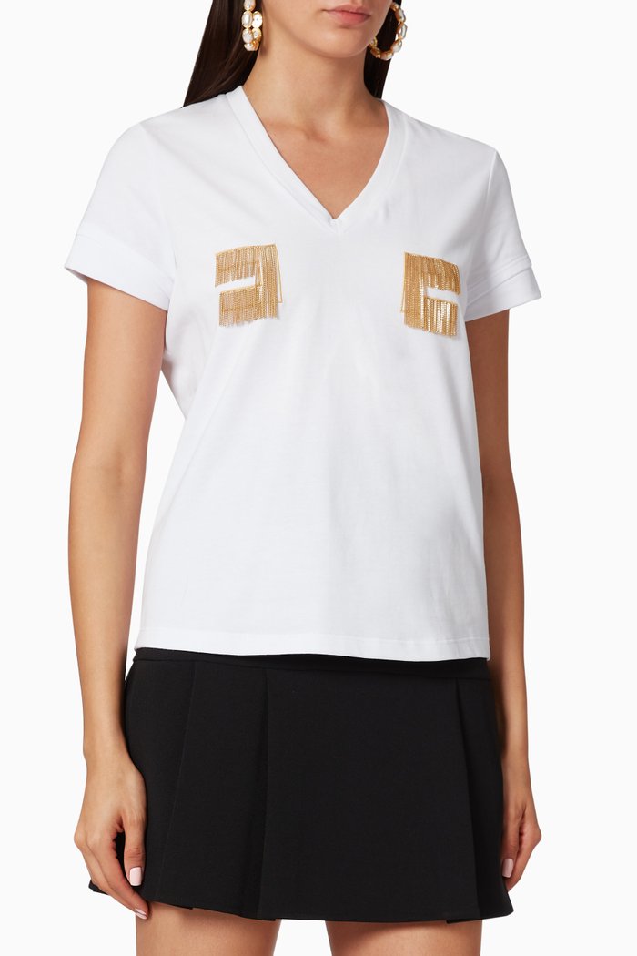 

Fringe Logo Cotton T-Shirt, White