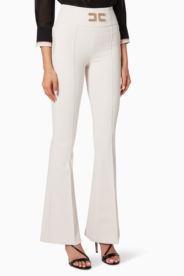 

Logo Detail Crêpe Bell-Bottom Pants, Pink
