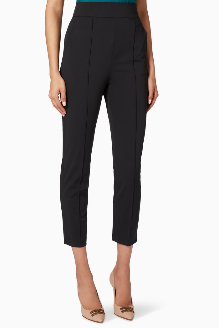 

High Waist Twill Pants, Black