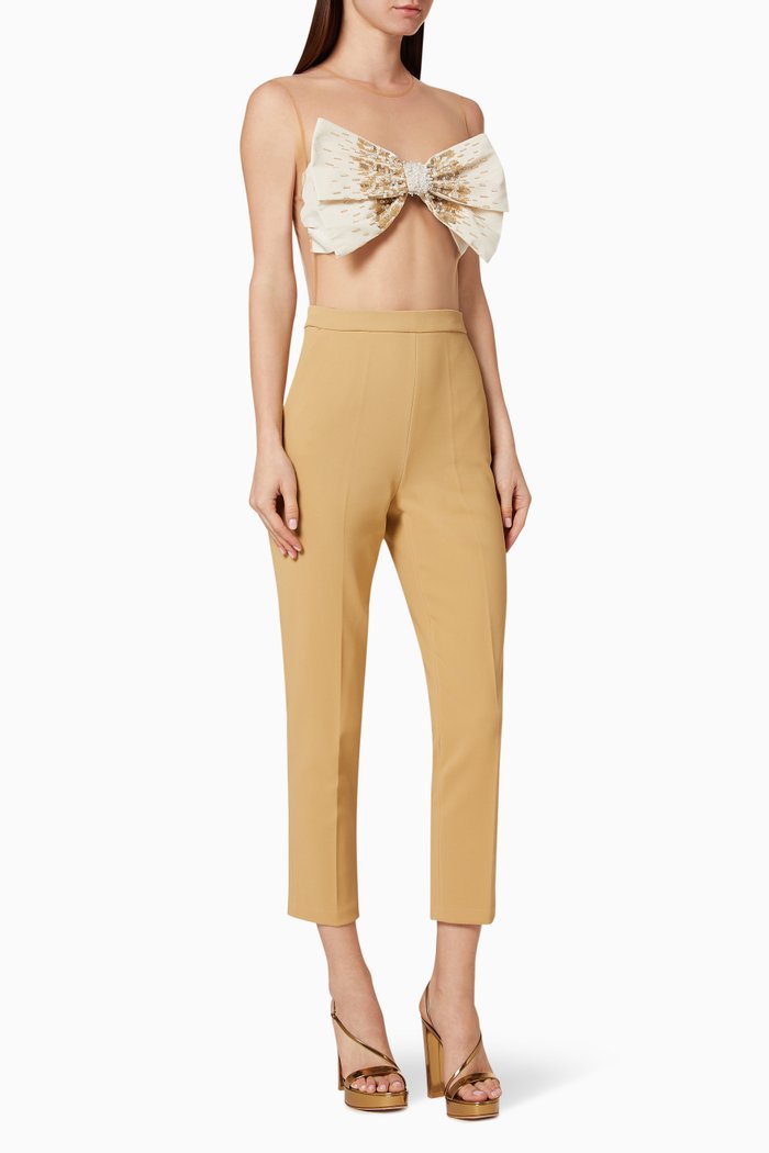 

Separable Sequin Maxi Bow Mesh Crêpe Bodysuit & Pants, Neutral