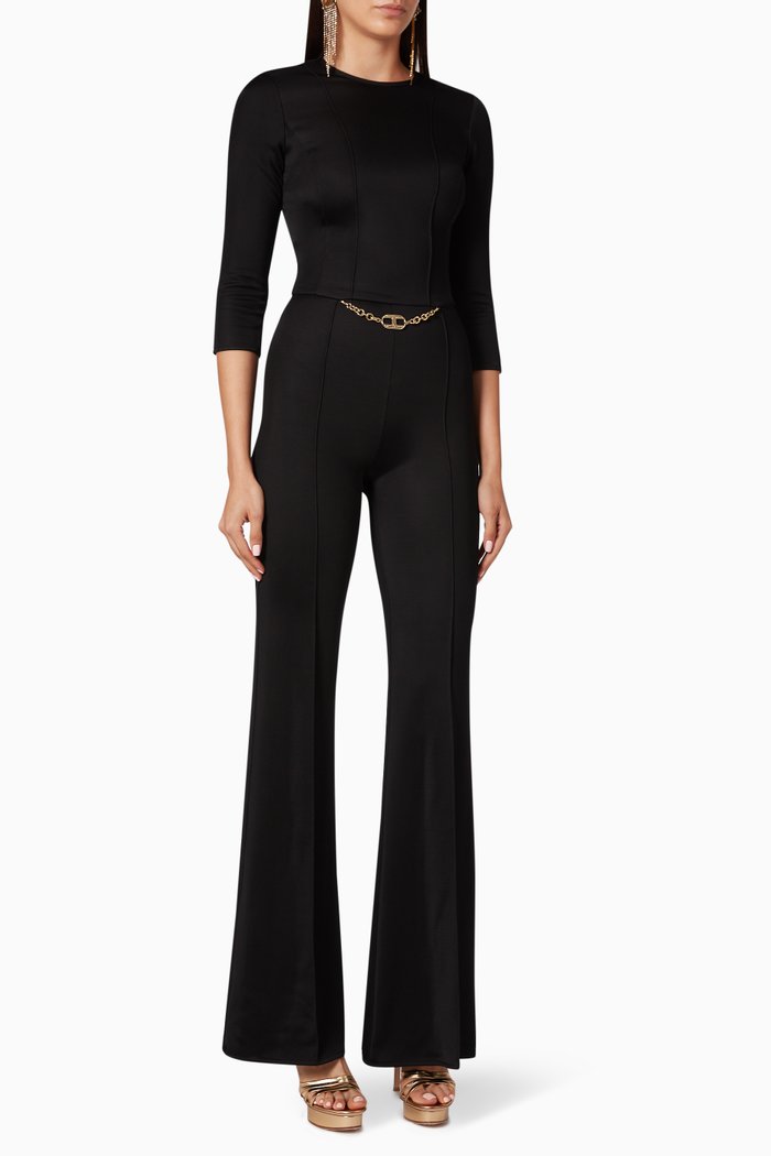 

Bi-Elastic Fabric Jumpsuit, Black
