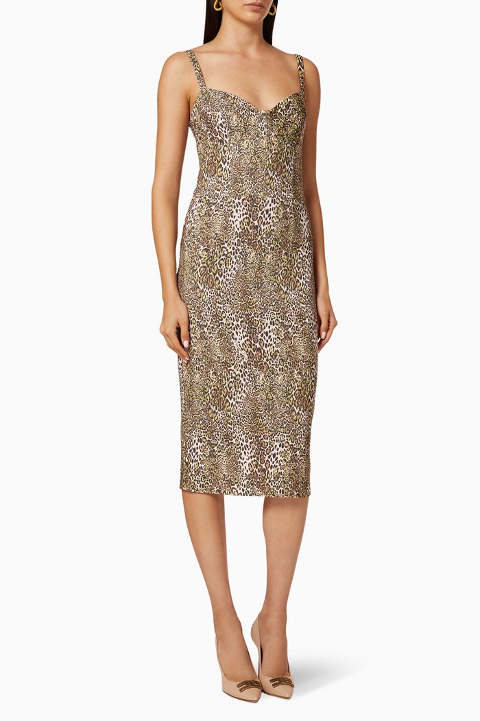 

Animalier Crêpe Pencil Dress, Green