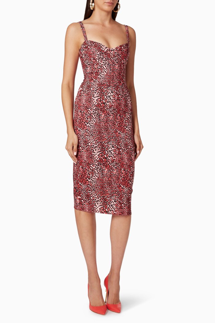 

Animalier Crêpe Pencil Dress, Pink